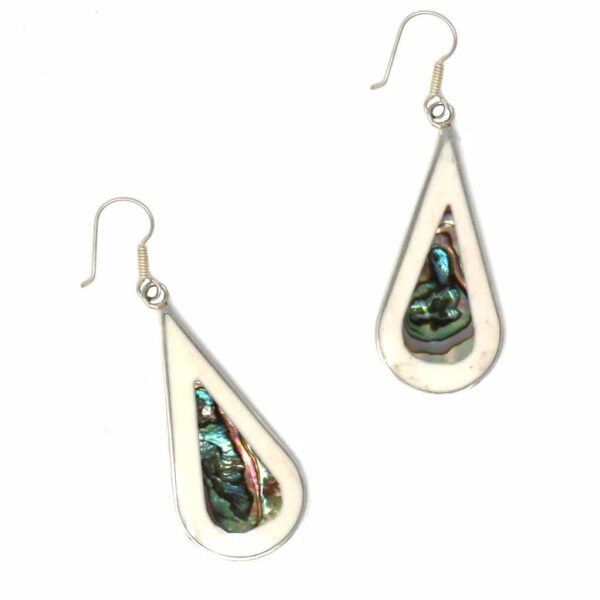Teardrop Abalone and Mother of Pearl Drop Earrings - Image 7