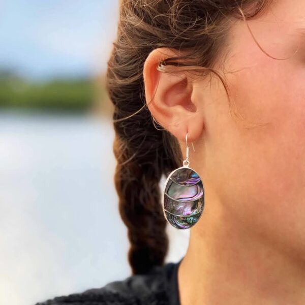 Banded Abalone Oval Earrings - Image 3