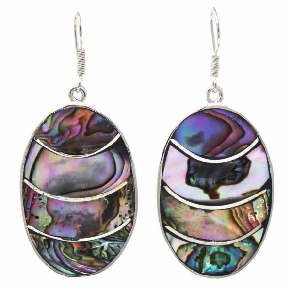 Banded Abalone Oval Earrings - Image 4