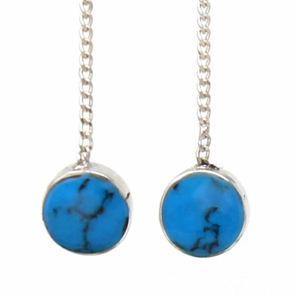 Threaded Chain Earring with Turquoise - Image 2