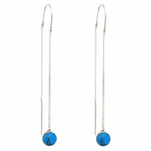 Threaded Chain Earring with Turquoise - Image 3