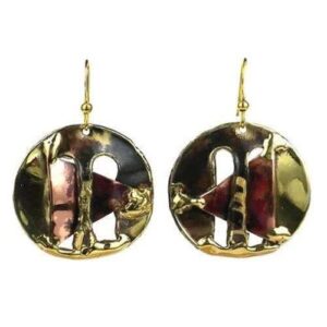 Captured Triangle Earrings - Brass Images (E)