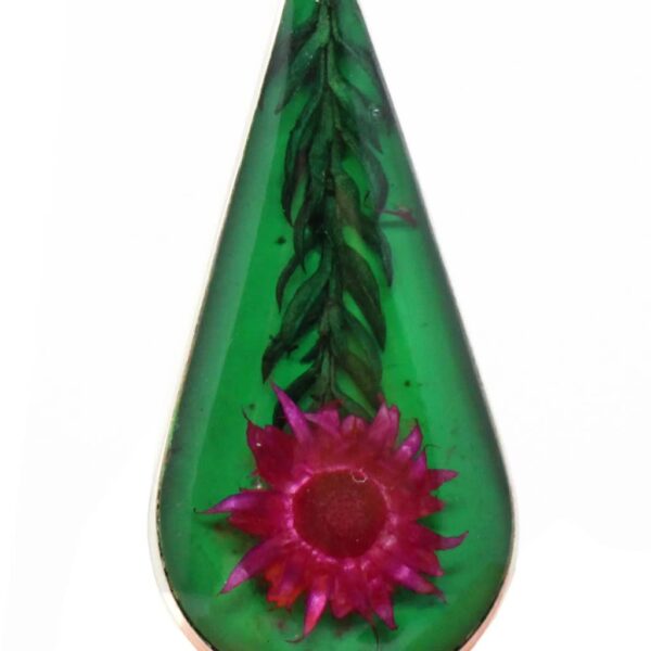 Pink Pressed Flower Teardrop Earrings - Image 3