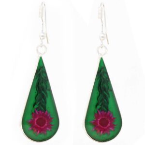 Pink Pressed Flower Teardrop Earrings