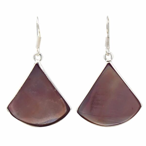 Pink Clam Shell Fan Drop Earrings - Image 2