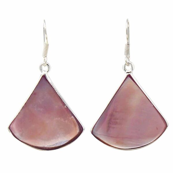 Pink Clam Shell Fan Drop Earrings - Image 4