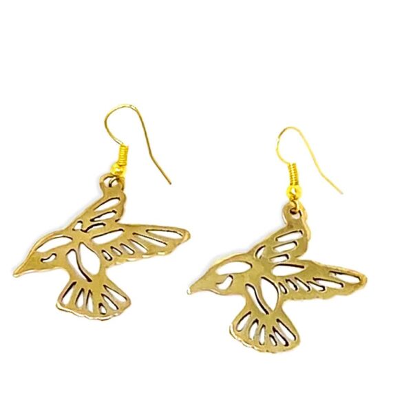 Pair of Birds in Tumbaga Gold Drop Earrings - Image 2