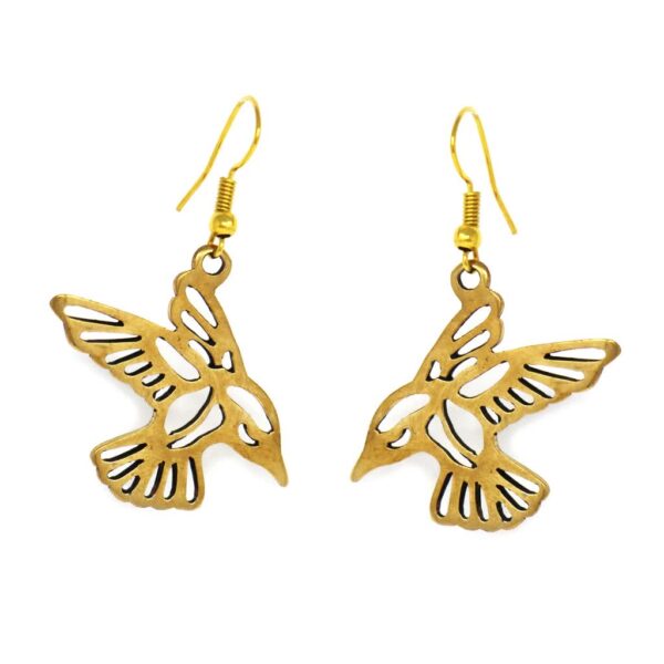 Pair of Birds in Tumbaga Gold Drop Earrings - Image 3