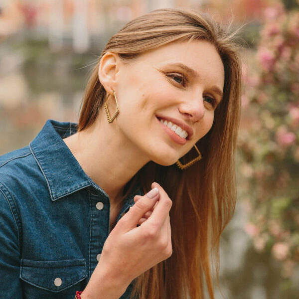 Kayla in Iron - Hematite Diamond Hoop Earrings - Starfish Project