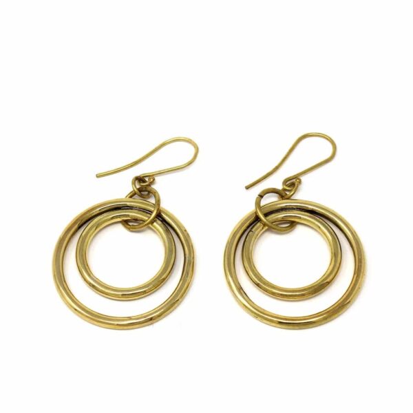 Earrings: Brass Nested Circles - Image 4