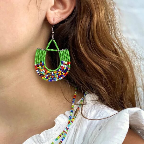 Maasai Bead Basket Dangle Earrings - Image 2