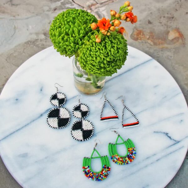 Maasai Bead Basket Dangle Earrings - Image 3