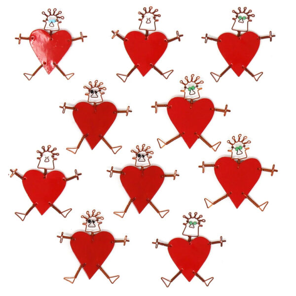 Set of 10 Dancing Girl Heart Body Pins in Red - Creative Alternatives - Image 2