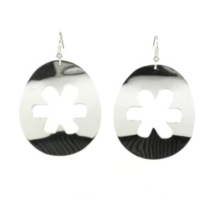 Large Silverplated Flower Cutout Earrings - Artisana
