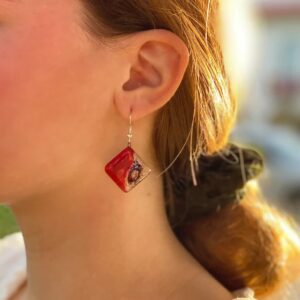 Rhombus Glass Earrings, Posh Plum - Tili Glass