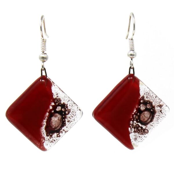 Rhombus Glass Earrings, Posh Plum - Tili Glass - Image 2