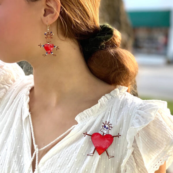 Set of 10 Dancing Girl Heart Body Pins in Red - Creative Alternatives - Image 4