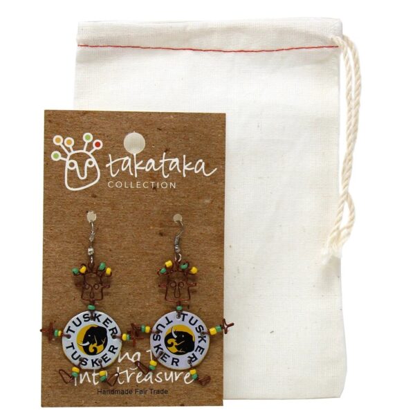 Recycled Tusker Bottle Cap Dancing Girl Earrings - Creative Alternatives - Image 3