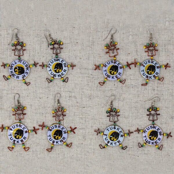 Recycled Tusker Bottle Cap Dancing Girl Earrings - Creative Alternatives - Image 4