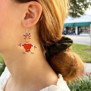 Set of 10 Dancing Heart Earrings in Red