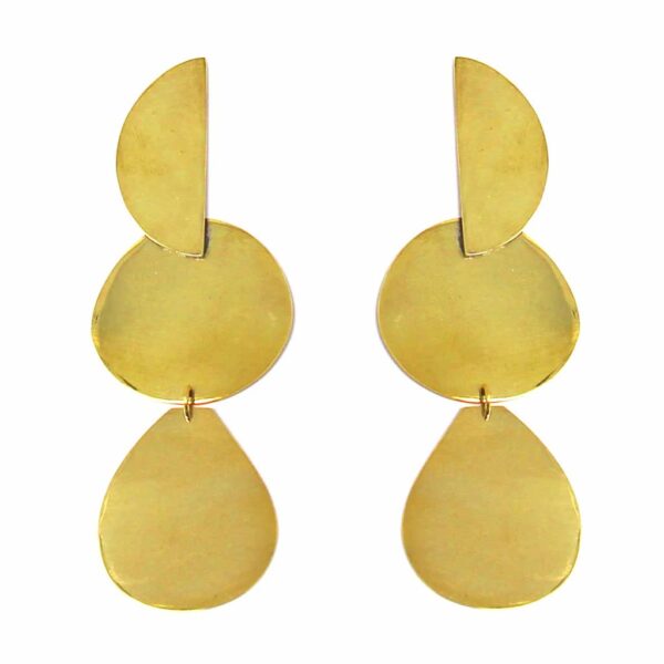 Earrings: Brass Geometric Dangles - Image 2