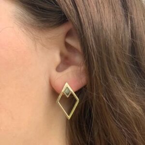 Double Diamond Shapes with Stone Stud Earrings - Starfish Project