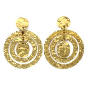 Hammered Tumbaga Gold Large Circle Earrings