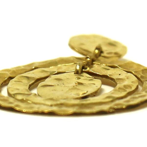 Hammered Tumbaga Gold Large Circle Earrings - Image 2