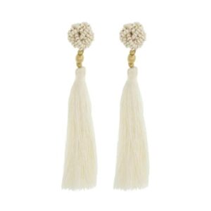 The Rosette Tassel Earring, Cream - Aid Through Trade
