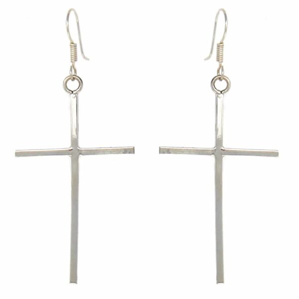 Sterling Silver Cross Drop Earrings - Image 4