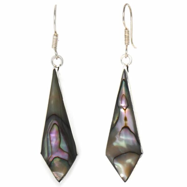 Abalone Diamond-Shaped Dangle Earrings - Image 2