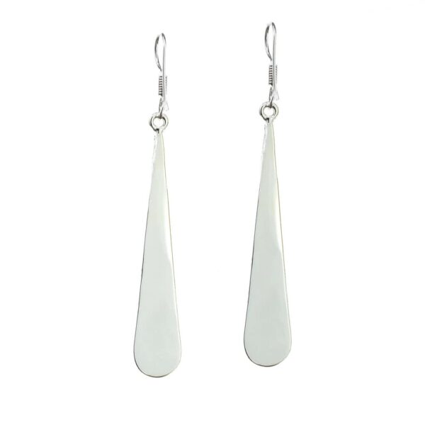 Taxco Silver Black Onyz & Abalone Zebra Long Teardrop Earrings - Image 5