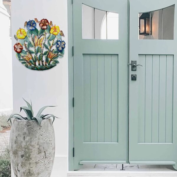 Painted Flower Garden Metal Wall Art - Croix des Bouquets - Image 2