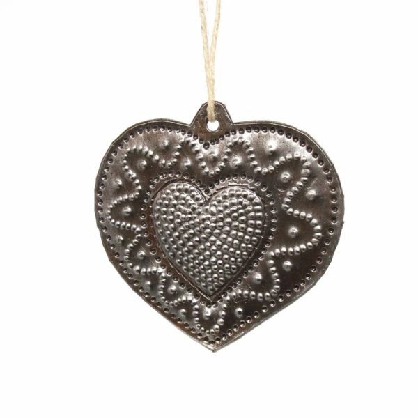 Metal Heart Haitian Metal Drum Christmas Ornaments Newlyweds - Set of 2 - Image 3