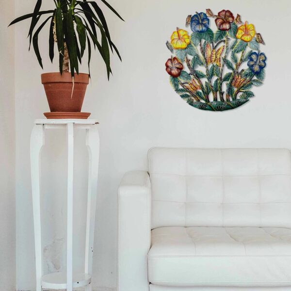 Painted Flower Garden Metal Wall Art - Croix des Bouquets - Image 3
