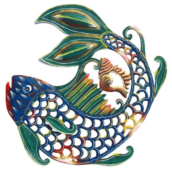 24 inch Painted Fish & Shell - Caribbean Craft - Image 6