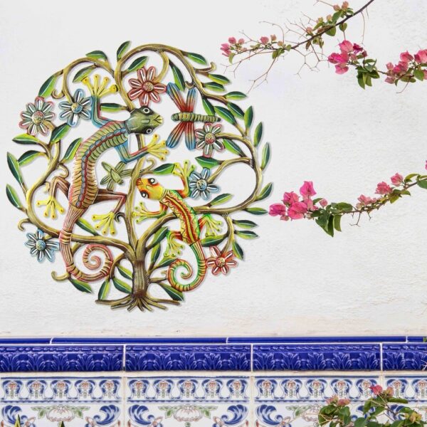 24 inch Painted Gecko Tree of Life - Croix des Bouquets - Image 2