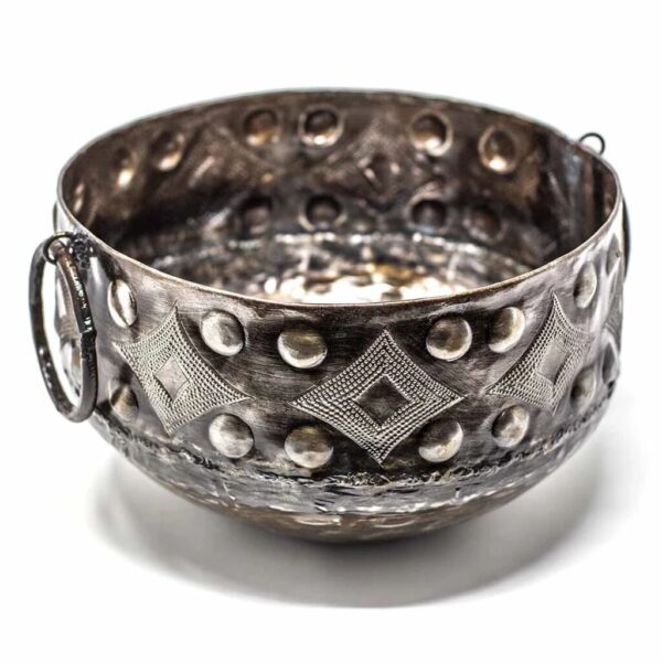 Large Hammered Metal Container with Round Handles - Croix des Bouquets - Image 4