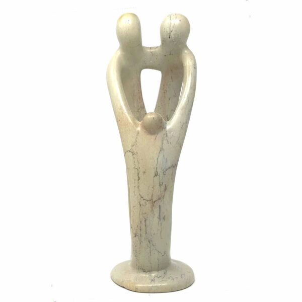 Natural 8-inch Tall Soapstone Family Sculpture - 2 Parents 1 Child - Smolart - Image 2