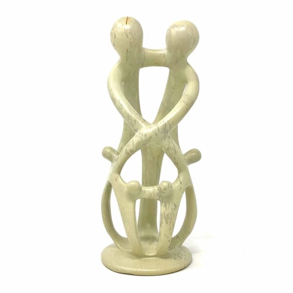 Natural 8-inch Tall Soapstone Family Sculpture - 2 Parents 4 Children - Smolart - Image 3