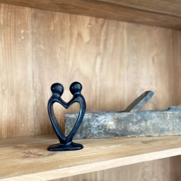 Handcrafted Soapstone Lover's Heart Sculpture in Black - Smolart - Image 2