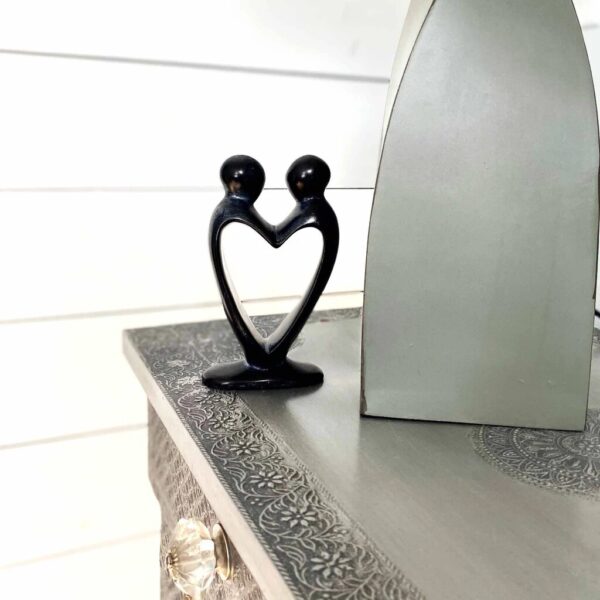 Handcrafted Soapstone Lover's Heart Sculpture in Black - Smolart - Image 3