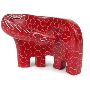 Handcrafted Large Giraffe Soapstone Sculpture in Red - Smolart