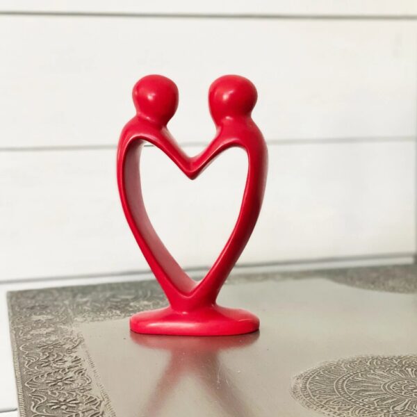 Handcrafted Soapstone Lover's Heart Sculpture in Red - Smolart - Image 2